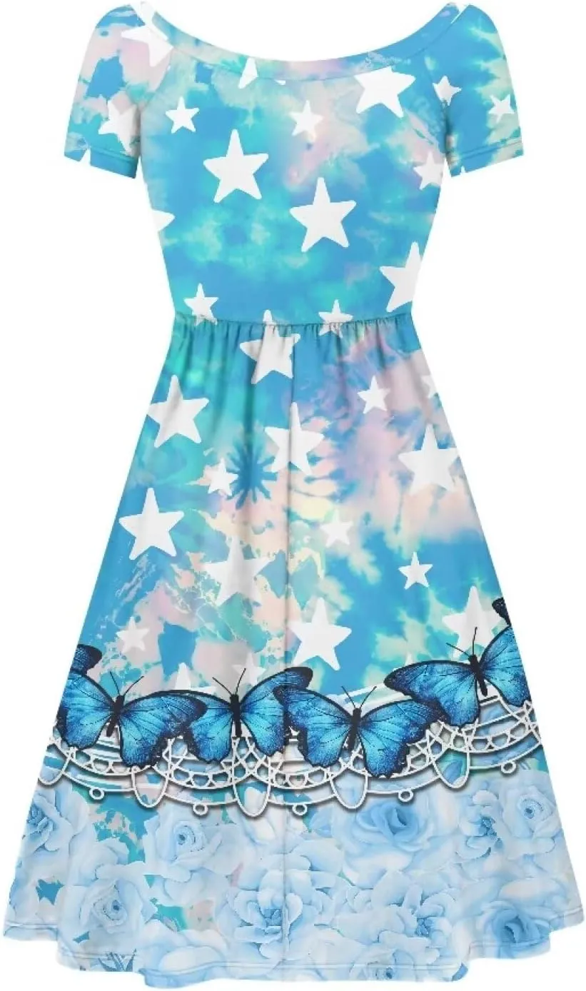 Short Sleeve Dresses for Women Crewneck Summer Dresses for Women Womens Nightgowns Dress for Women Plus Size XS-4XL