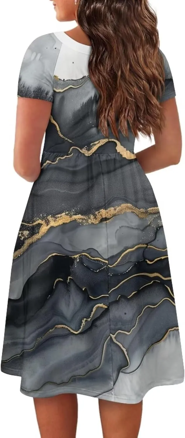 Short Sleeve Dresses for Women Crewneck Summer Dresses for Women Womens Nightgowns Dress for Women Plus Size XS-4XL
