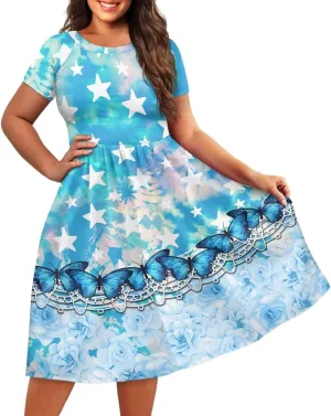Short Sleeve Dresses for Women Crewneck Summer Dresses for Women Womens Nightgowns Dress for Women Plus Size XS-4XL