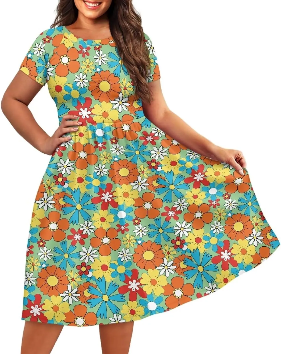Short Sleeve Dresses for Women Crewneck Summer Dresses for Women Womens Nightgowns Dress for Women Plus Size XS-4XL