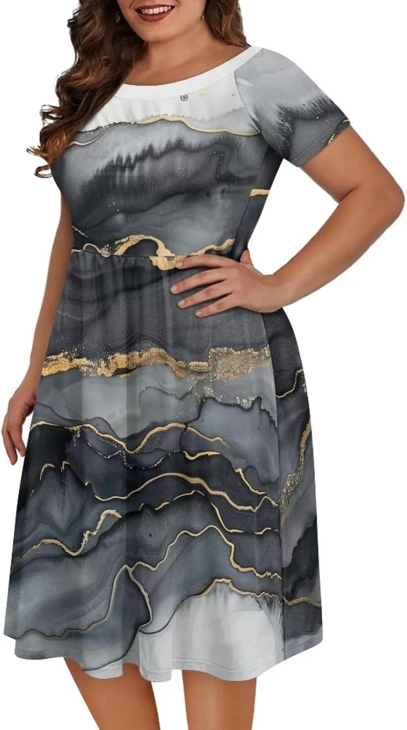 Short Sleeve Dresses for Women Crewneck Summer Dresses for Women Womens Nightgowns Dress for Women Plus Size XS-4XL