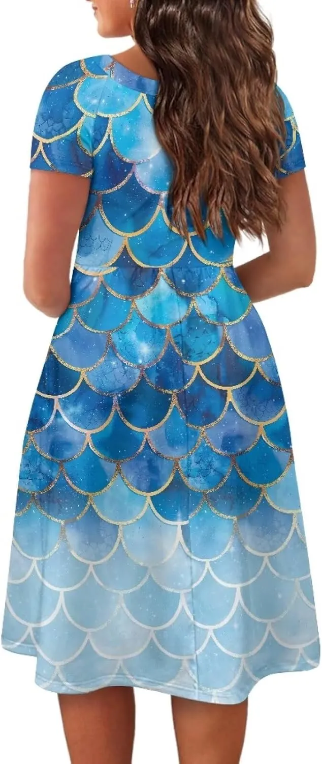 Short Sleeve Dresses for Women Crewneck Summer Dresses for Women Womens Nightgowns Dress for Women Plus Size XS-4XL