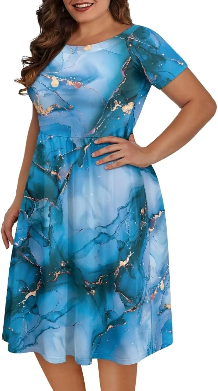 Short Sleeve Dresses for Women Crewneck Summer Dresses for Women Womens Nightgowns Dress for Women Plus Size XS-4XL