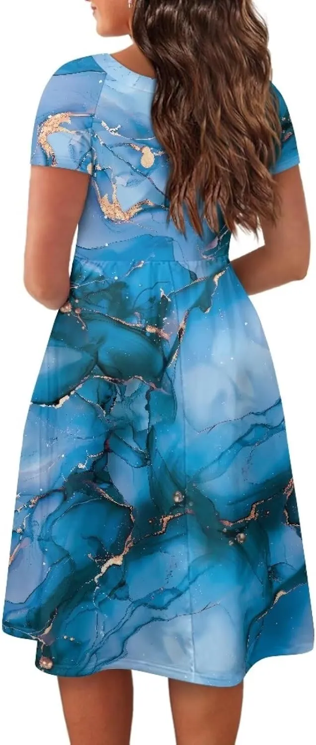 Short Sleeve Dresses for Women Crewneck Summer Dresses for Women Womens Nightgowns Dress for Women Plus Size XS-4XL