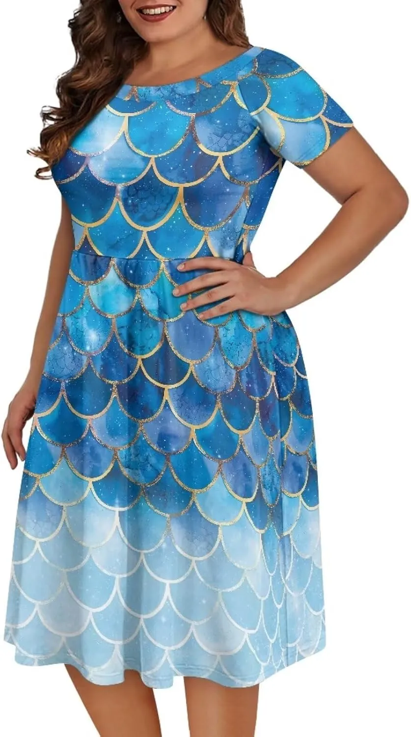 Short Sleeve Dresses for Women Crewneck Summer Dresses for Women Womens Nightgowns Dress for Women Plus Size XS-4XL