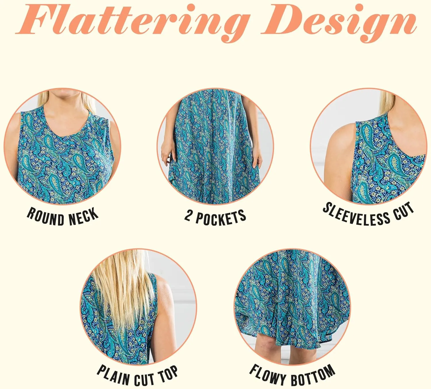 Sleeveless Midi Sundress, Vacation Outfit Floral Midi Dress for Women Floral Print Sundress Beach Cover Ups with Pocket