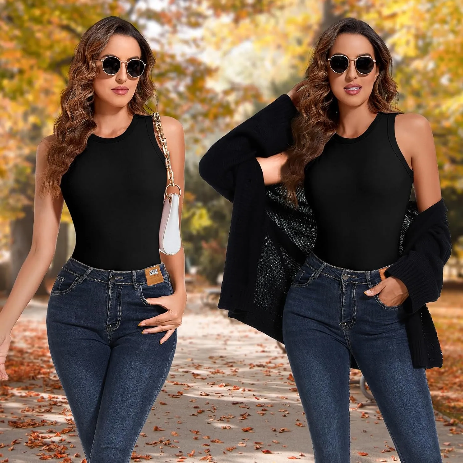 Soneven Sleeveless Thermal Shirts for Women Fleece Lined Thermal Tank Tops Camisole Warm Base Layer Vest Cold Weather