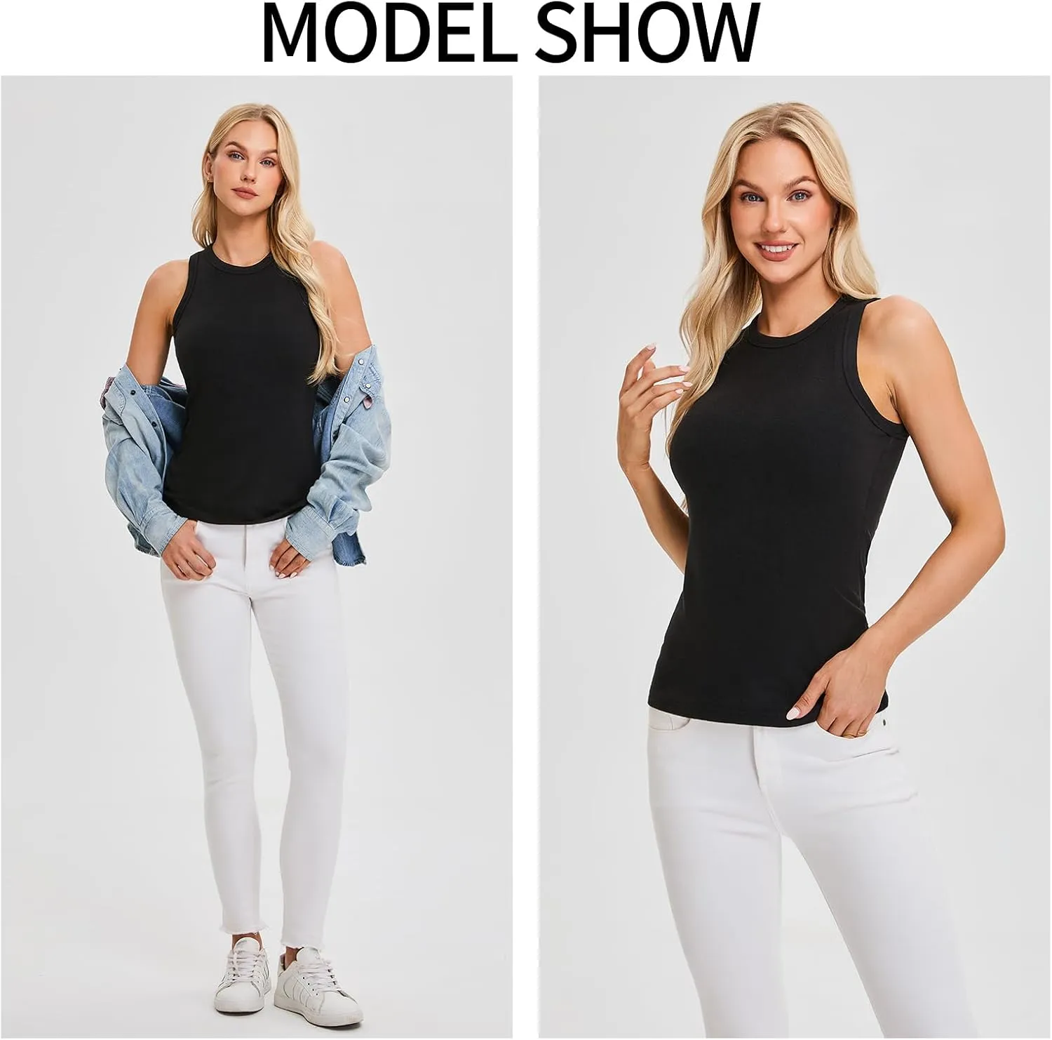 Soneven Sleeveless Thermal Shirts for Women Fleece Lined Thermal Tank Tops Camisole Warm Base Layer Vest Cold Weather