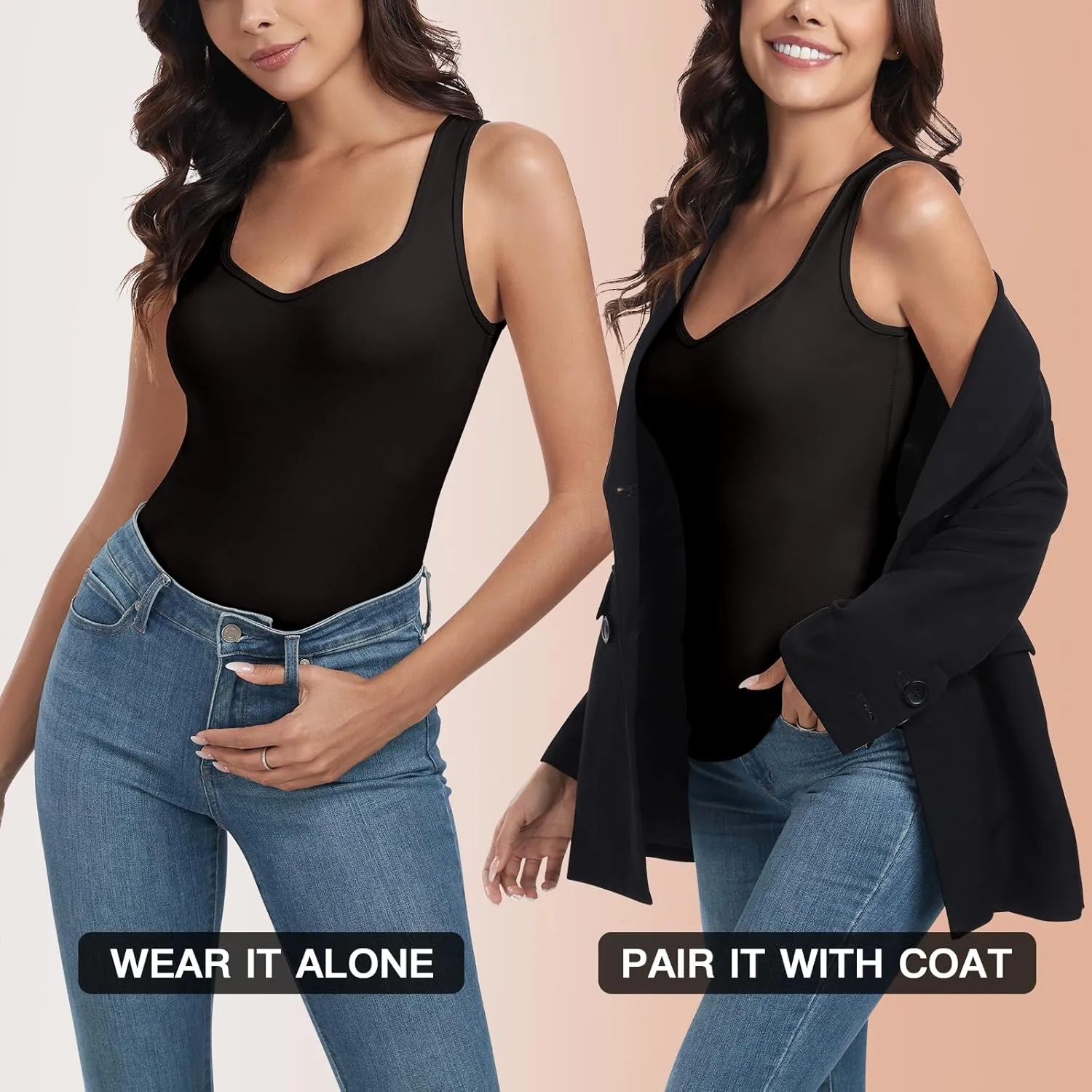 Soneven Sleeveless Thermal Shirts for Women Fleece Lined Thermal Tank Tops Camisole Warm Base Layer Vest Cold Weather