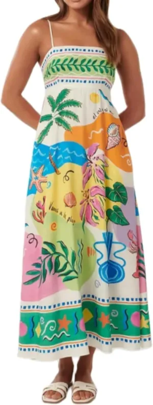 Spaghetti Strap Summer Maxi Dress 2024 Graphic Colorful Sun Dresses Vacation Maxi Sundress Flower Farm Boho Dresses (Orange/Pink,XX-Large)