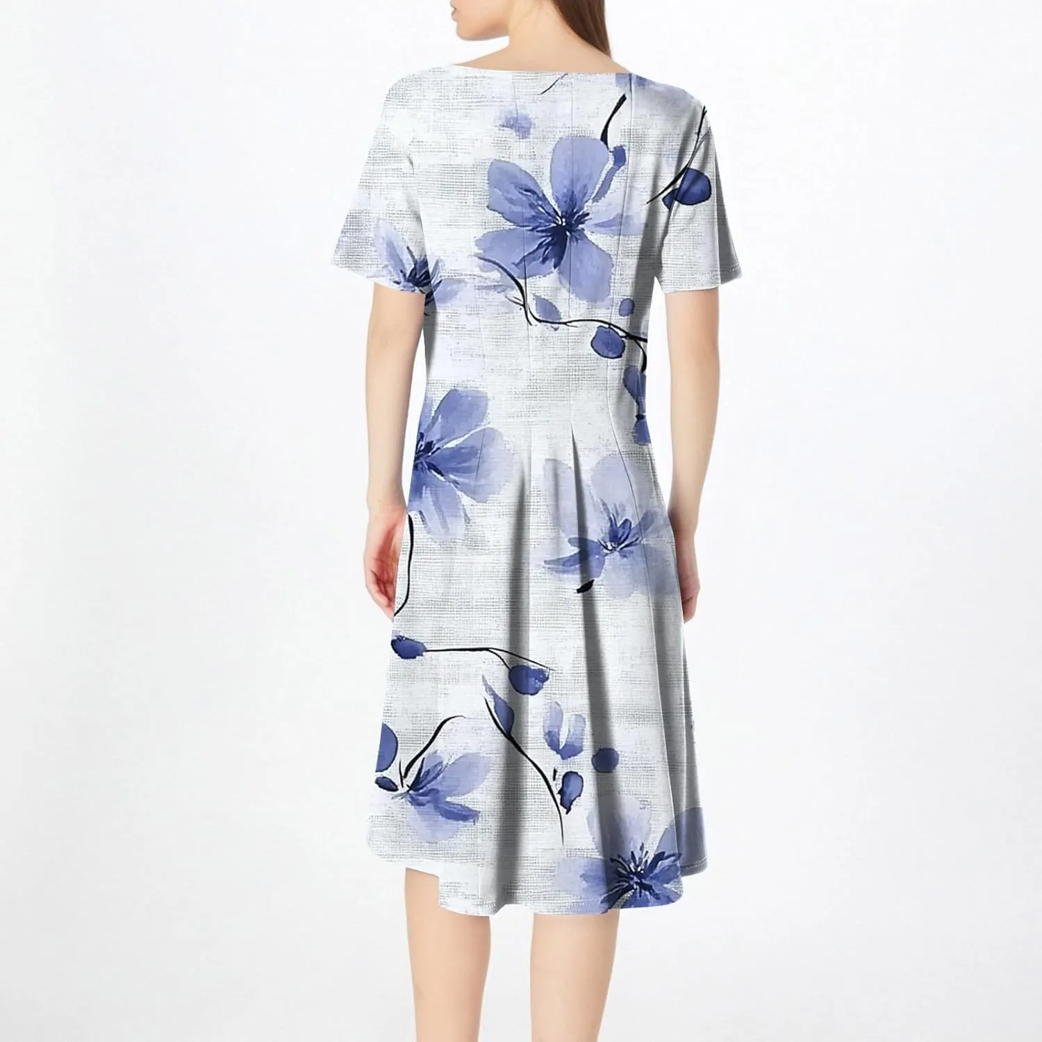 Summer Dresses for Women 2025 Casual Trendy Ruched Spring Loose Crew Neck Semi Formal Short Sleeve Dress