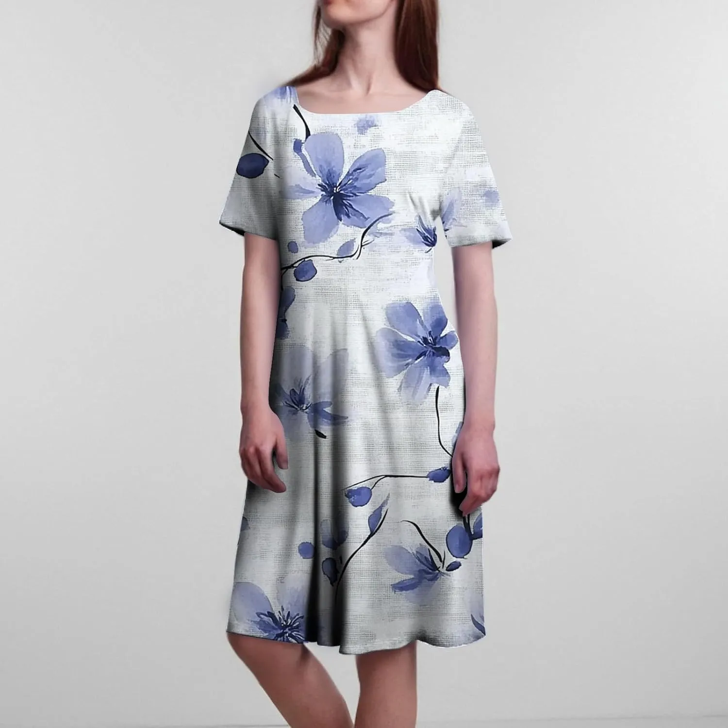 Summer Dresses for Women 2025 Casual Trendy Ruched Spring Loose Crew Neck Semi Formal Short Sleeve Dress