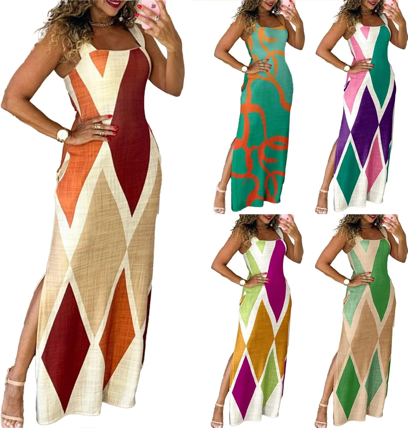 Summer Dresses for Women 2025 Maxi Loose Casual Dress Sleeveless Boho Flowy Sundress Beach Vacation Cocktail Dress