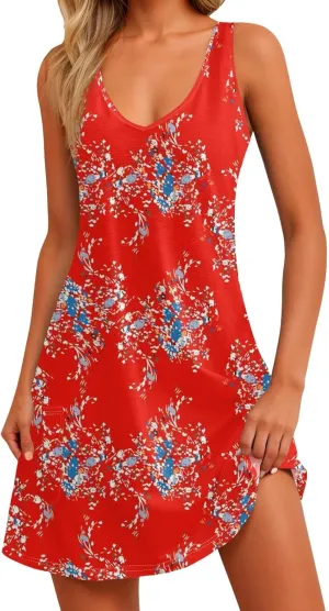 Summer Dresses for Women 2025 Midi Dresses for Women Sleeveless Trendy Summer Loose Flowy Vintage