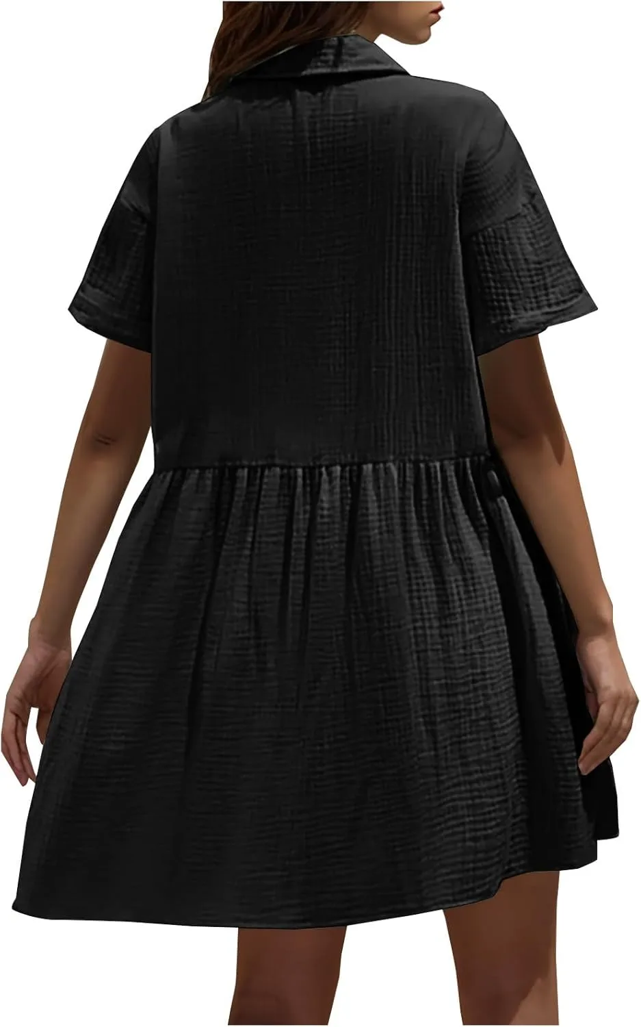 Summer Dresses for Women 2025 Trendy Linen Cotton Short Sleeve Sundressses Button Down Wedding Guest Mini Outfits