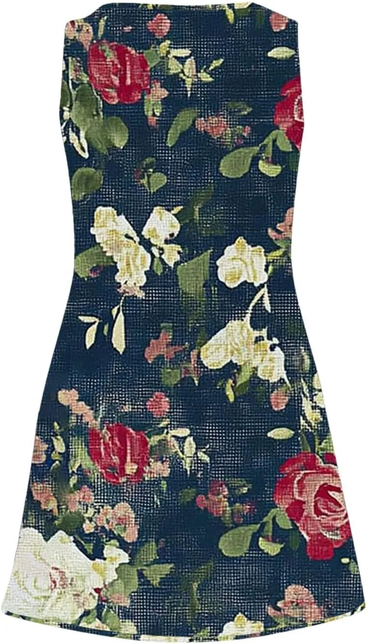 Summer Dresses for Women 2025 Vacation Floral Slip Dress Boho Sleeveless Dress Casual V Neck Beach Sundresses