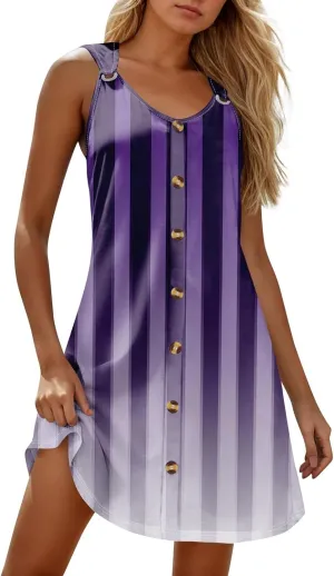 Summer Dresses for Women Sundresses Beach Swimsuit Coverups Casual Swing Sleeveless Button Down Spring Sun Dress
