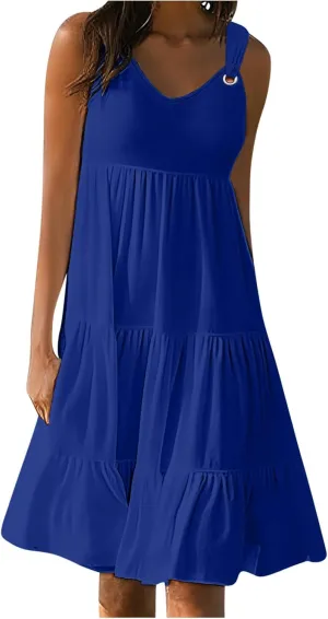Summer Dresses for Women Vacation 2024 Trendy Beach Sleeveless Sundresses Loose Fit Casual Summer Camisole Dress