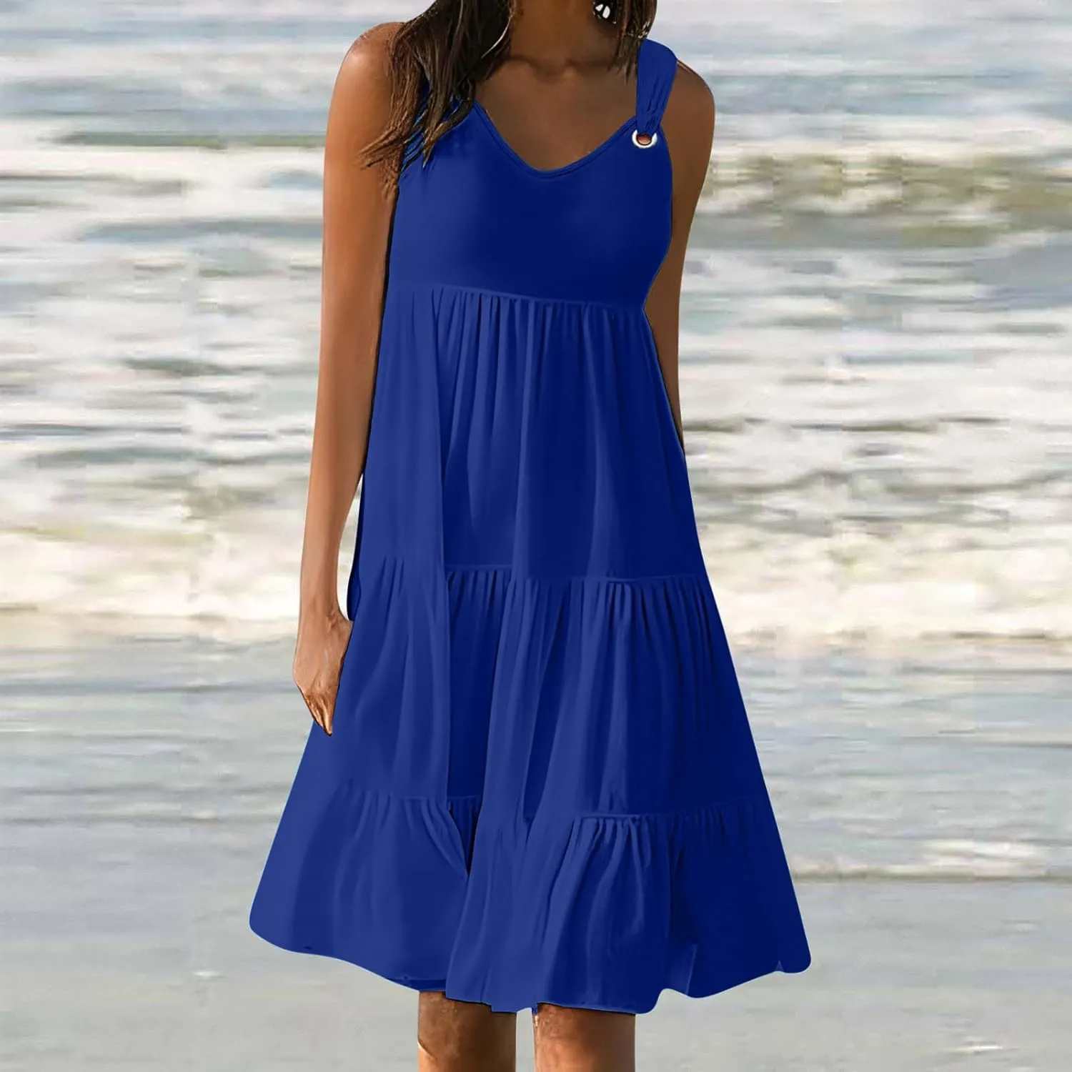 Summer Dresses for Women Vacation 2024 Trendy Beach Sleeveless Sundresses Loose Fit Casual Summer Camisole Dress