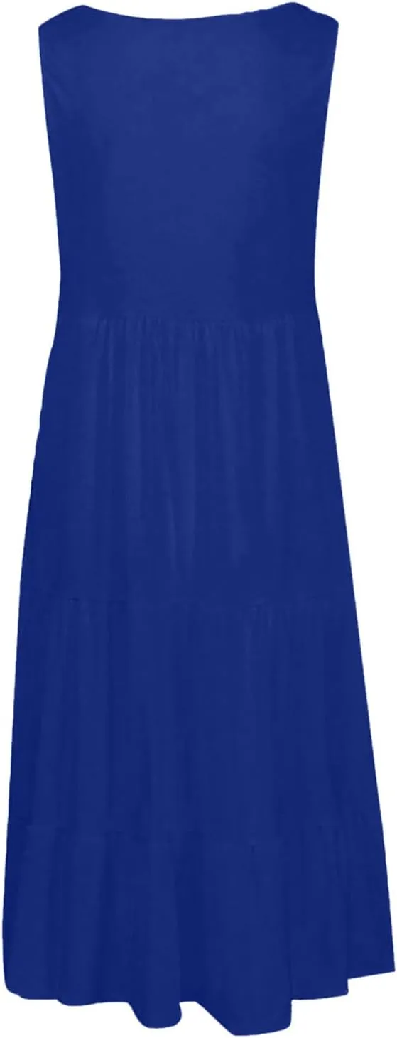 Summer Dresses for Women Vacation 2024 Trendy Beach Sleeveless Sundresses Loose Fit Casual Summer Camisole Dress