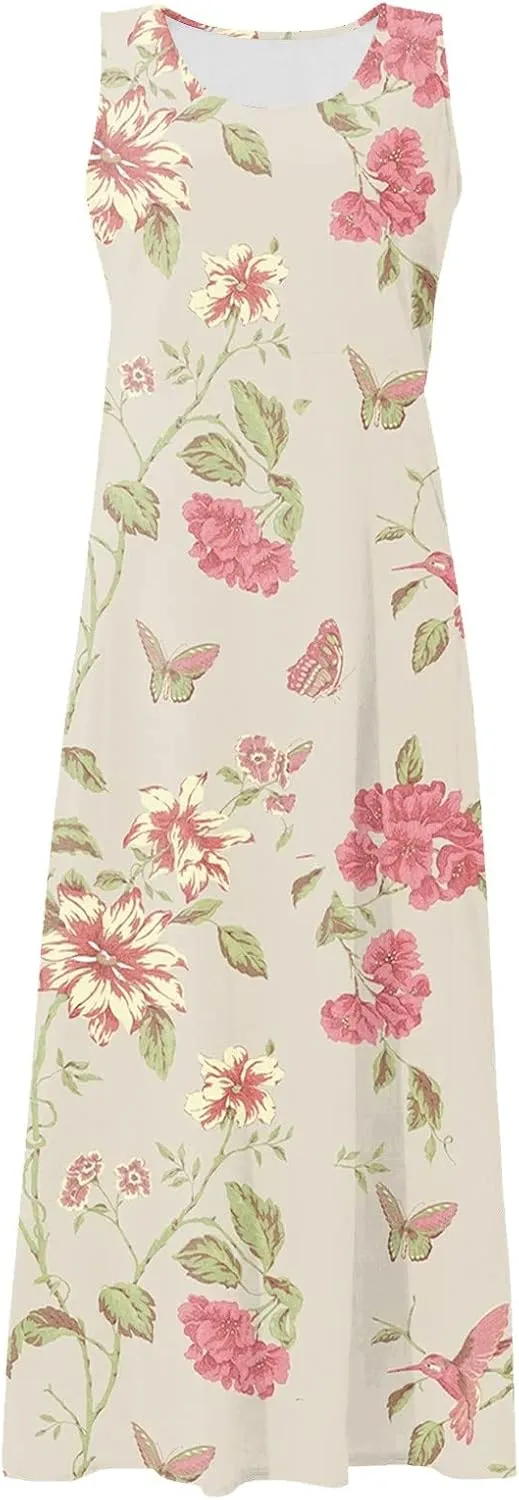 Summer Linen Dresses for Women 2025 Trendy Sleeveless Beach Vacation Travel Dress Casual Maxi Sun Dresses