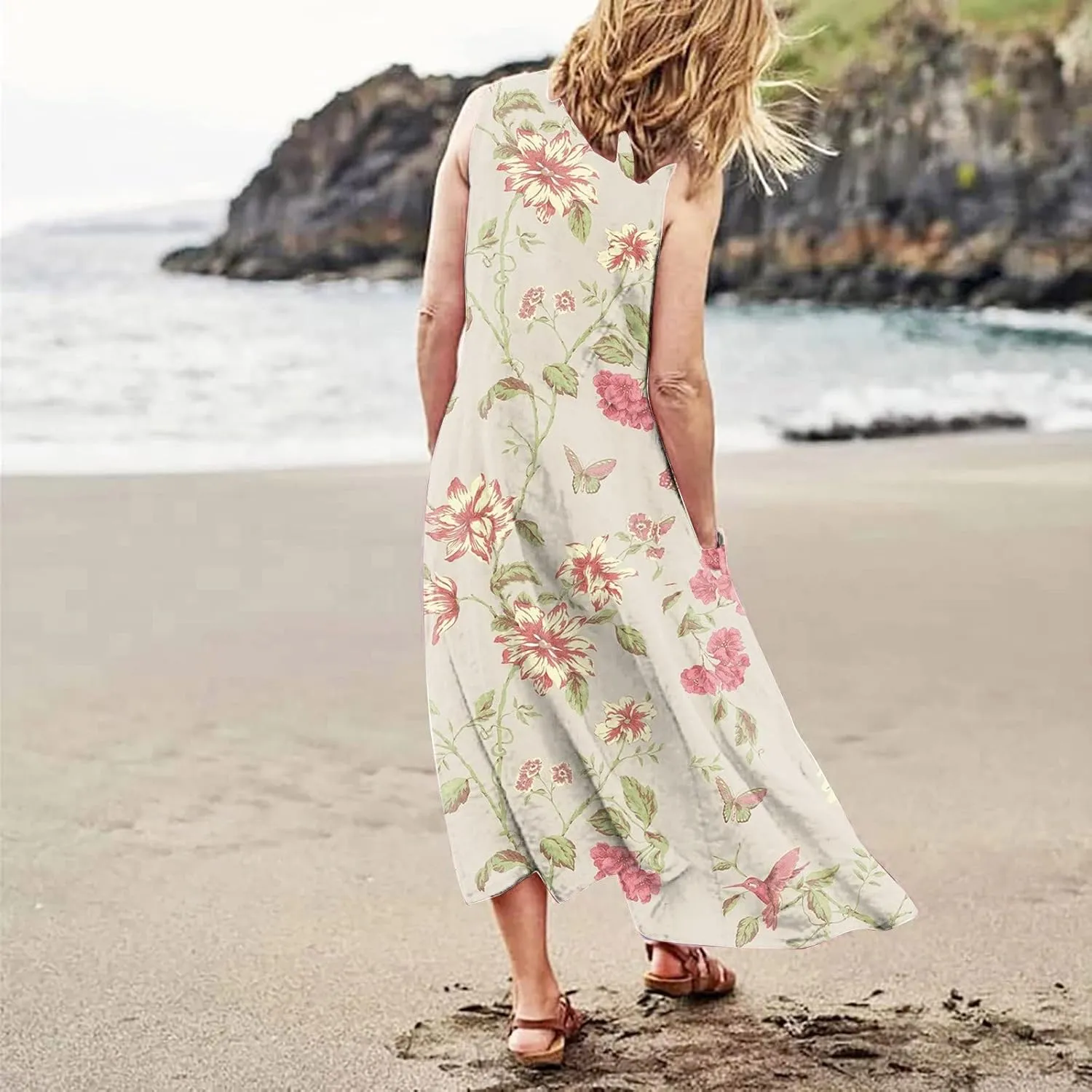 Summer Linen Dresses for Women 2025 Trendy Sleeveless Beach Vacation Travel Dress Casual Maxi Sun Dresses