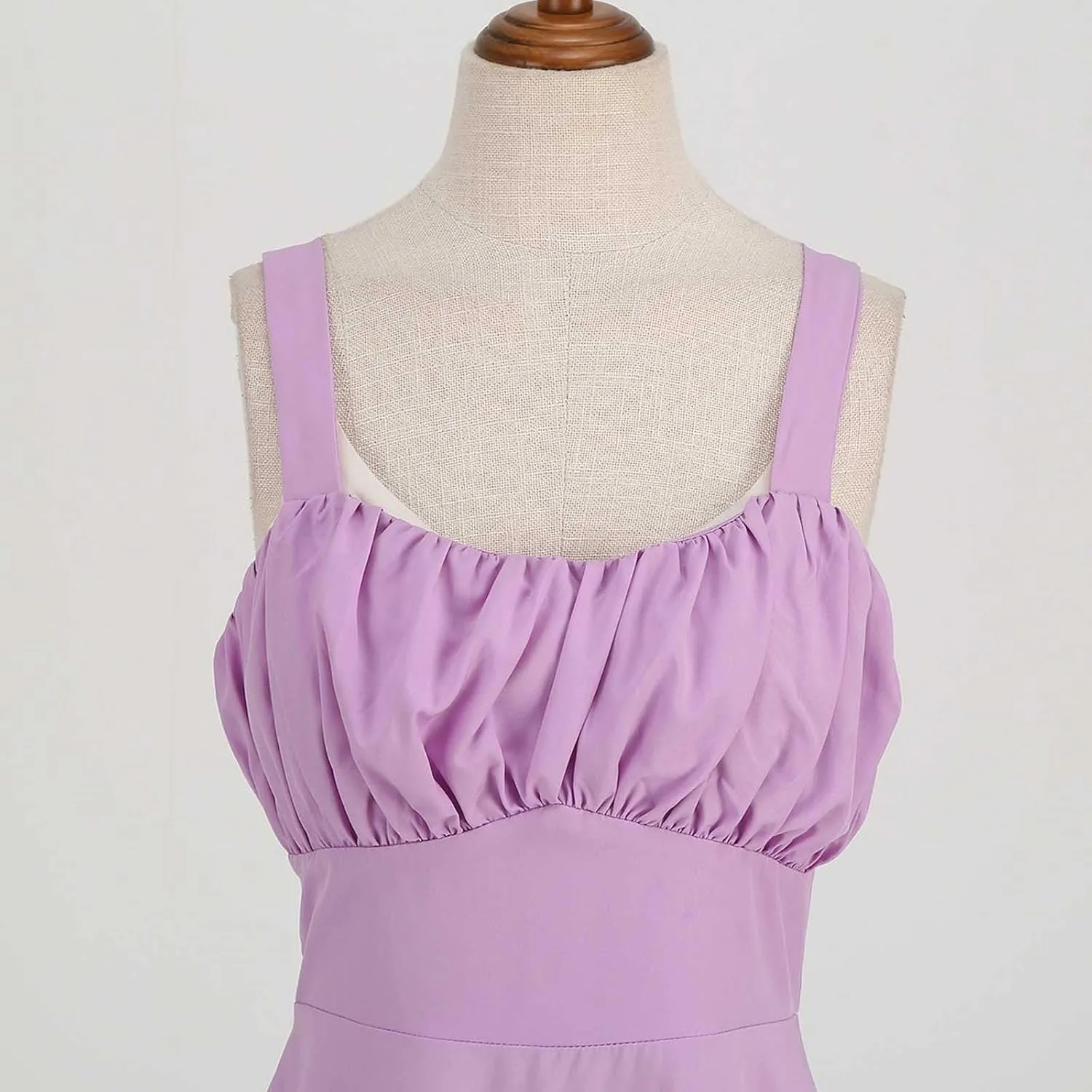 Summer Wedding Guest Dress for Teens Vintage Sleeveless Solid Ruched Cute A-Line Flowy Swing Midi Dress