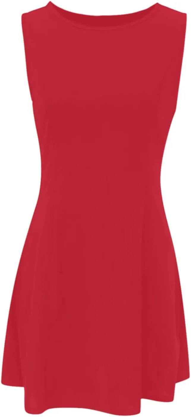 Sun Dresses for Women 2025 Vacation Tank Mini Dress Sleeveless Casual Tshirt Short Dress Beach Flowy Hhalter Dresses