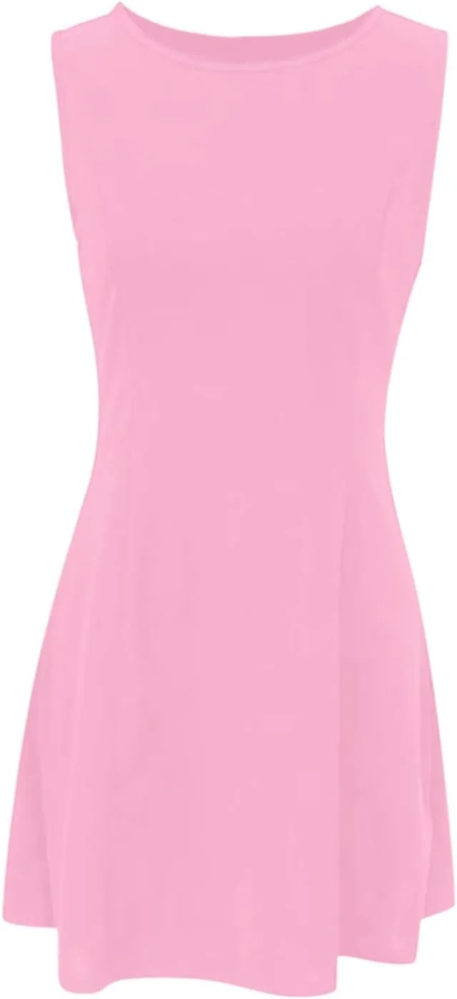 Sun Dresses for Women 2025 Vacation Tank Mini Dress Sleeveless Casual Tshirt Short Dress Beach Flowy Hhalter Dresses