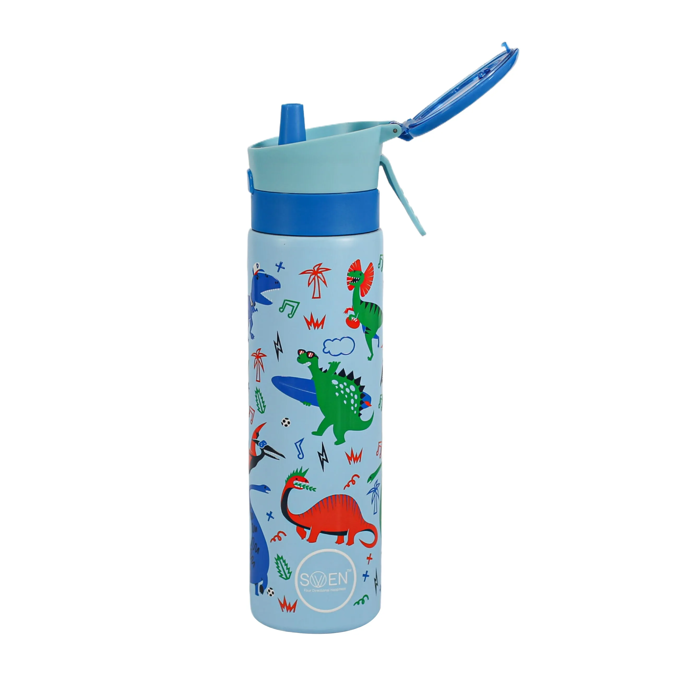 Swen Insulated Stainless Steel Dinosaur Theme Mist Bottle, Blue Color - 540ml