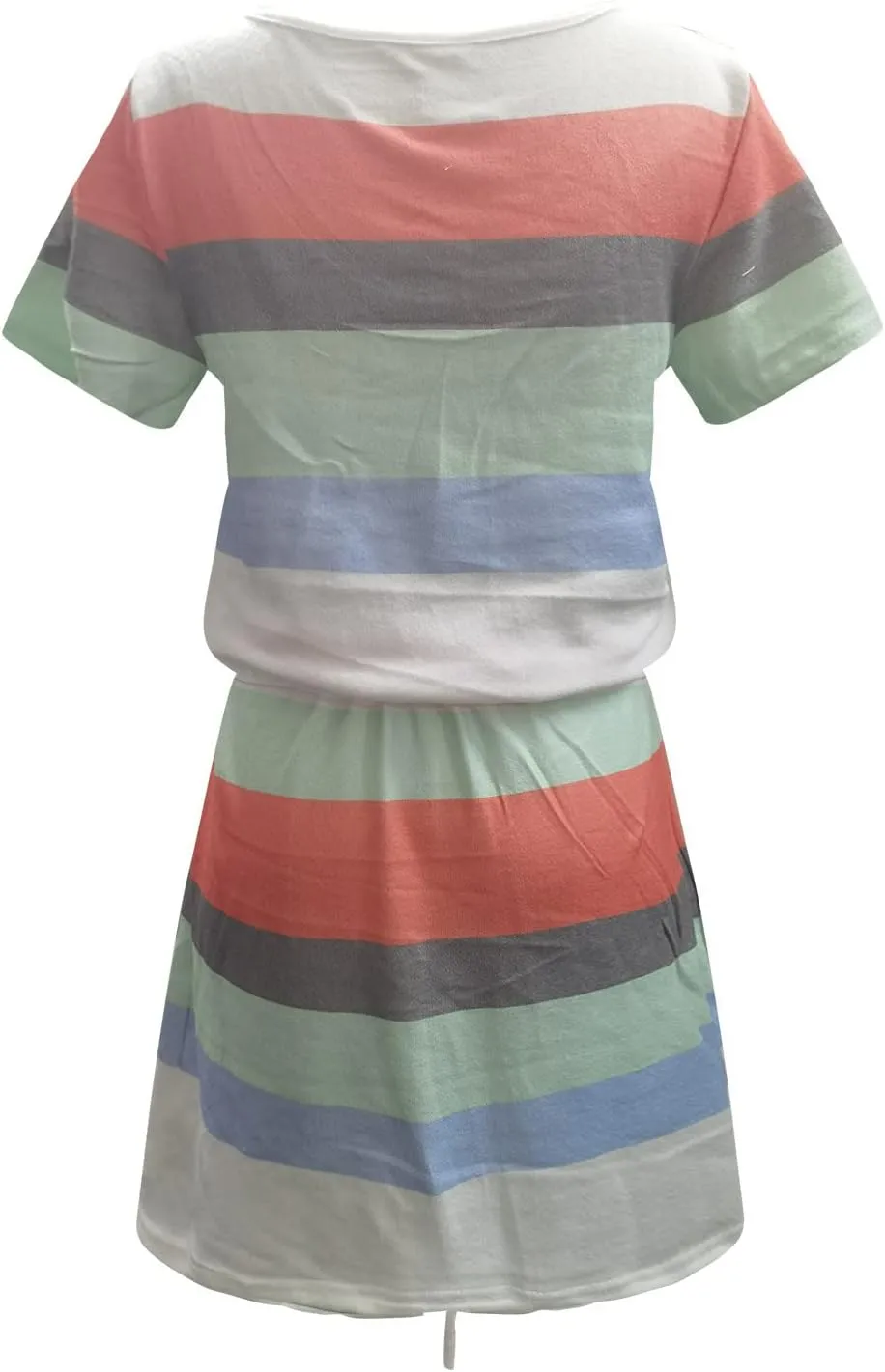 TANGNADE Womens Summer Sun Dress Short Sleeve Round Neck Tie Front A-Line Mini Dresses with Pockets Vacation Outfits