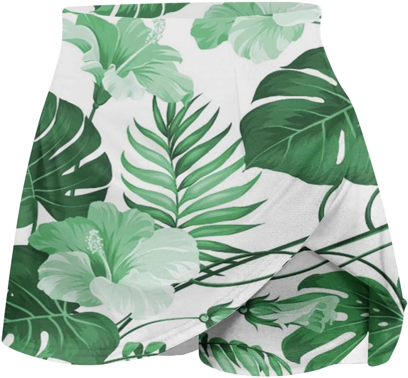 Tennis Skirt for Women High Waisted Tropical Print Athletic Skorts Lightweight Active Workout Shorts Fake 2 Piece