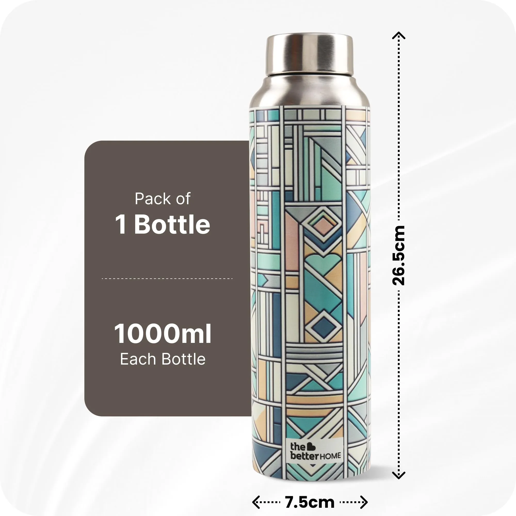 The Better Home Stainless Steel 1L Water Bottle | Gym Water Bottle For Men | Travel Bottle For Adults/Kids/School/Office | Water Bottle For Kids (Pastel Made)
