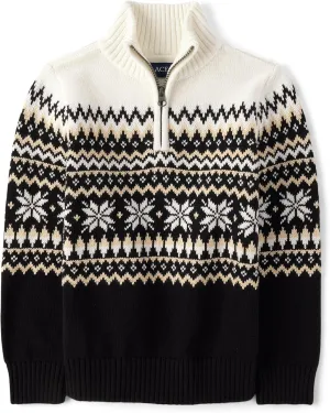 The Children's Place Boys' Long Sleeve Quarter Zip Pullover Sweater
