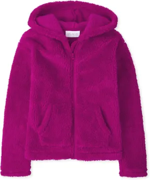 The Children's Place girls Sherpa Zip Up Hoodie