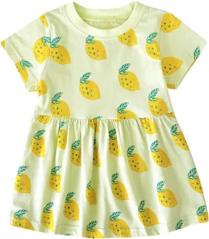 Toddler Baby Girl Fruit Mini Skirt Bowknot Ruffle Sleeveless Princess Dress Newborn Floral Print Dresses