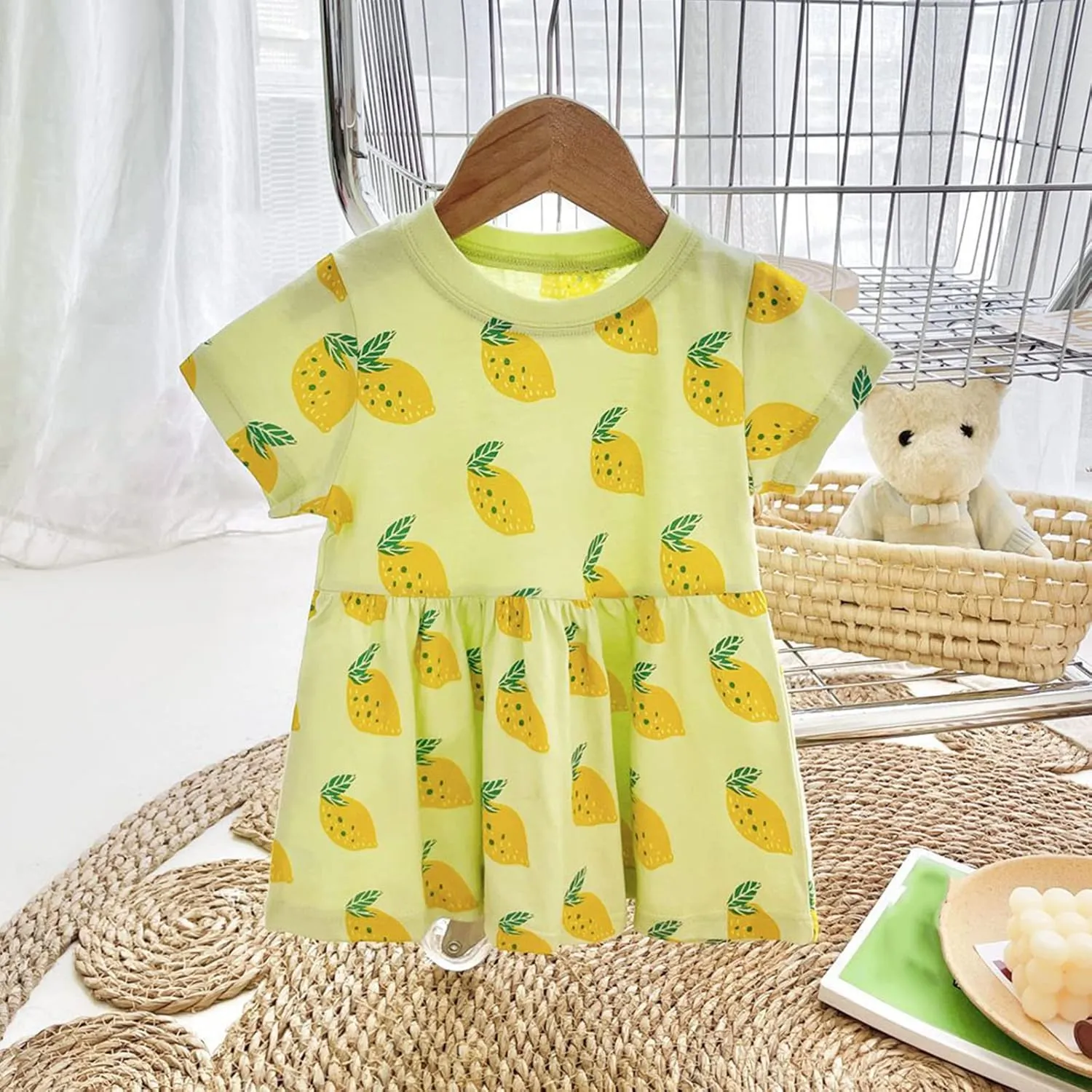 Toddler Baby Girl Fruit Mini Skirt Bowknot Ruffle Sleeveless Princess Dress Newborn Floral Print Dresses