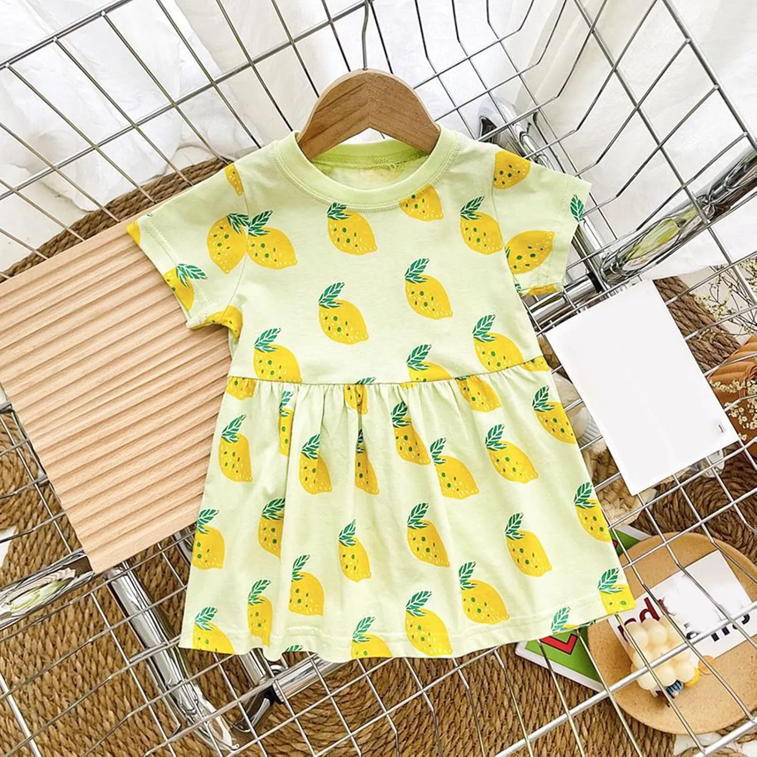 Toddler Baby Girl Fruit Mini Skirt Bowknot Ruffle Sleeveless Princess Dress Newborn Floral Print Dresses