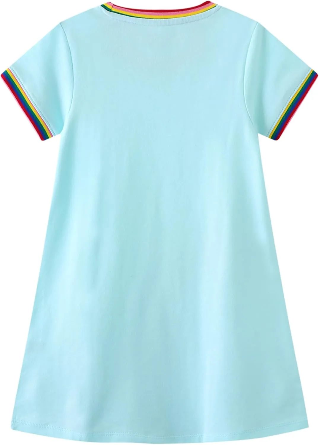 Toddler Girls Cotton Embroidery Applique Short Sleeve Dresses 2-7Y