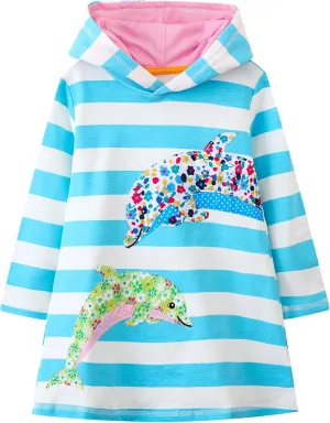 Toddler Girls Cotton Embroidery Applique Short Sleeve Dresses 2-7Y