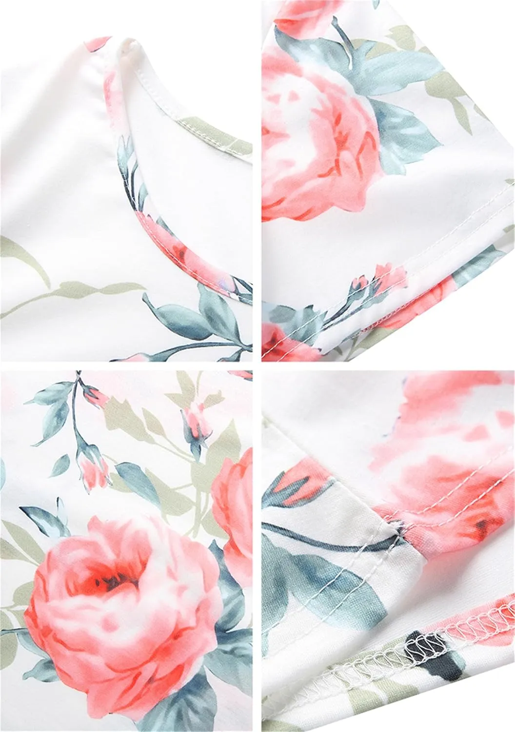 TYQQU Women's Casual Summer Floral Print Tee Shirt Flowy Comfy Dresses Short Sleeve Swing Sundress with Pockets