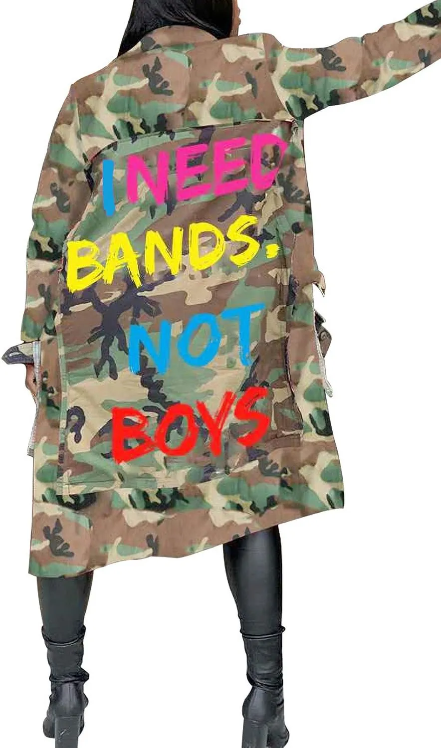 Vakkest Camo Blazer Jacket for Women Lapel Long Sleeve Open Front Cardigan Coat Classic Pockets Overcoat Outwear