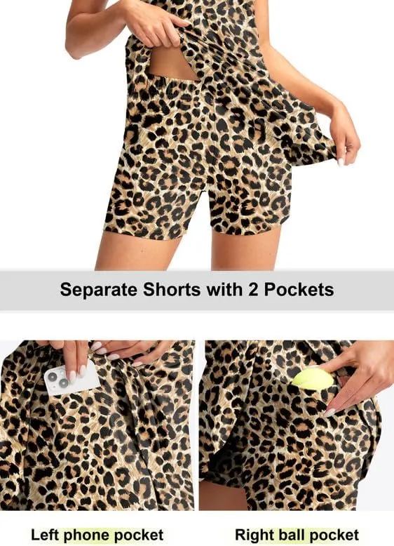 Viodia Women's Tennis Golf Dress with Shorts Active Exercise Workout Sports Athletic Dresses for Women with Zipper Pockets