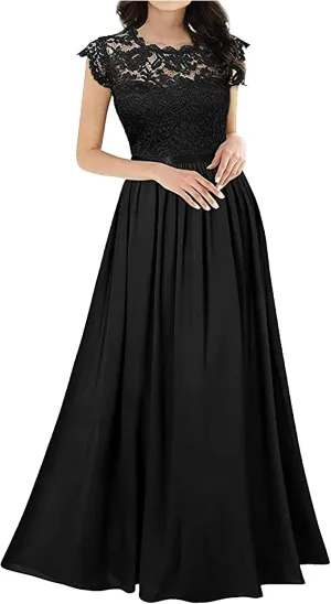 Wedding Guest Dresses for Women Long Elegant Lace Chiffon Maxi Dress 2025 Formal Cocktail Prom Party Bridesmaid