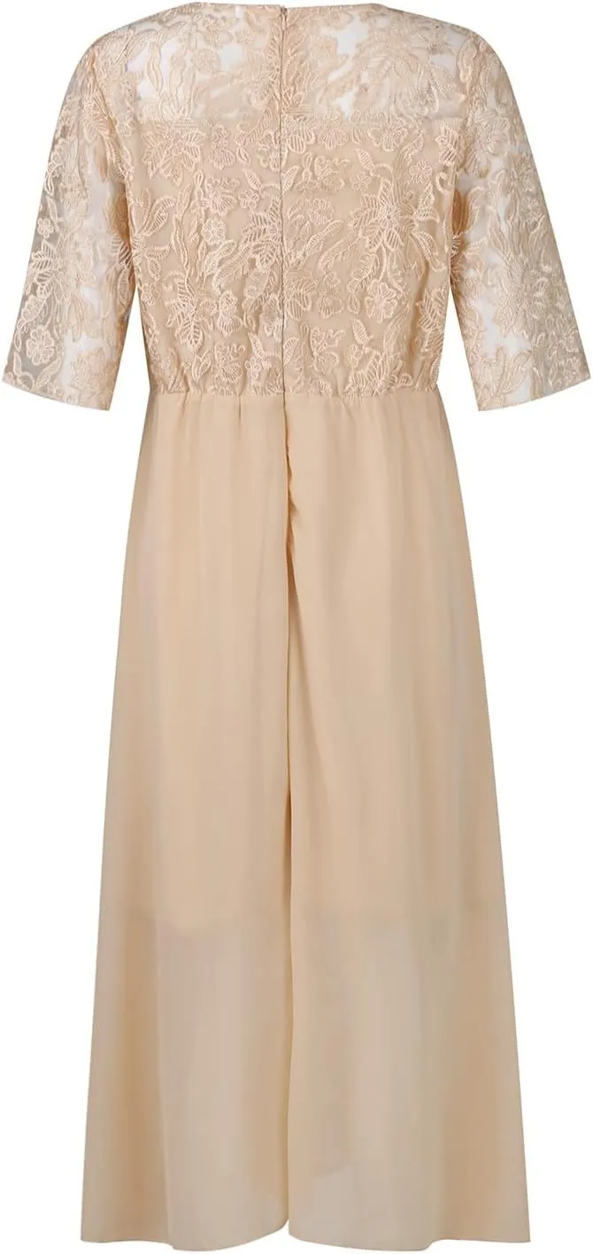 Wedding Guest Dresses for Women Long Elegant Lace Chiffon Maxi Dress 2025 Formal Cocktail Prom Party Bridesmaid