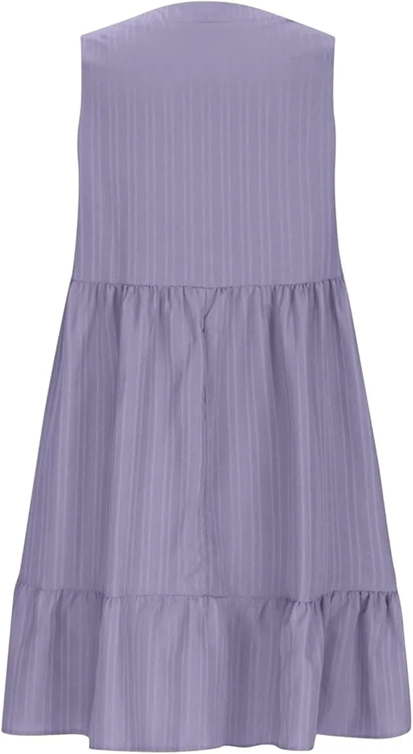 Wedding Guest Dresses for Women Trendy Casual Tunic Dress Sling V Neck Tie Sundress Loose Swing Aline Tank Dresses
