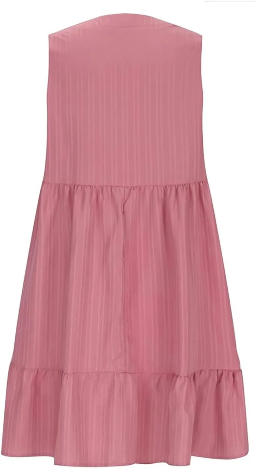 Wedding Guest Dresses for Women Trendy Casual Tunic Dress Sling V Neck Tie Sundress Loose Swing Aline Tank Dresses