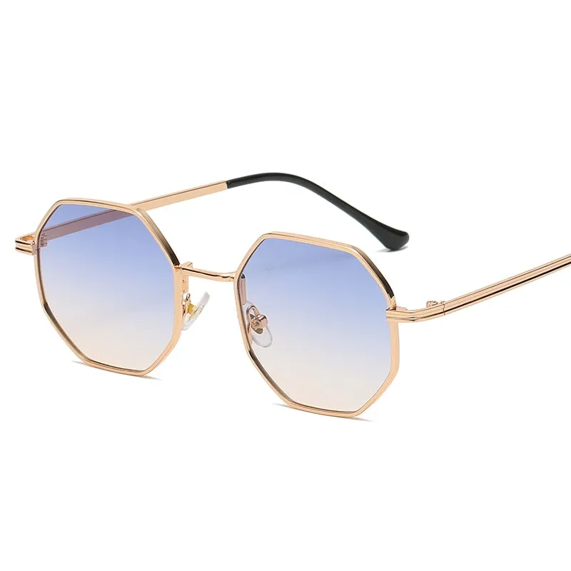West Louis Luxury Polygon Metal Vintage Frame Sunglasses