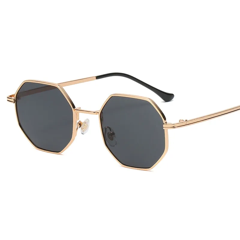 West Louis Luxury Polygon Metal Vintage Frame Sunglasses