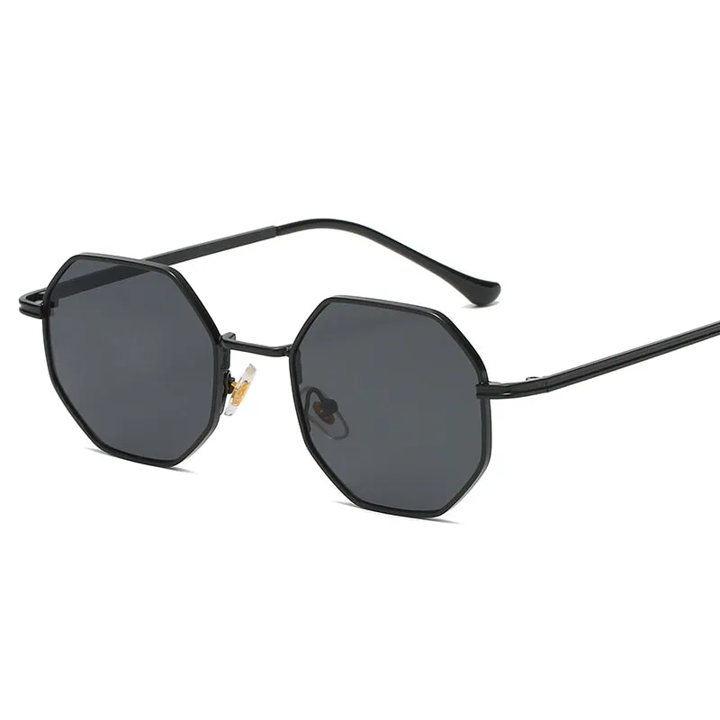 West Louis Luxury Polygon Metal Vintage Frame Sunglasses